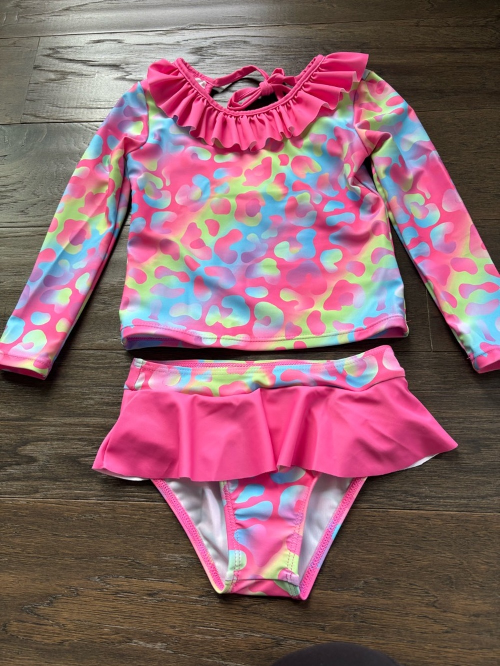 Kanu Surf UPF 50+  2 piece bikini,long sleeve rashguard,hot pink neon colorway